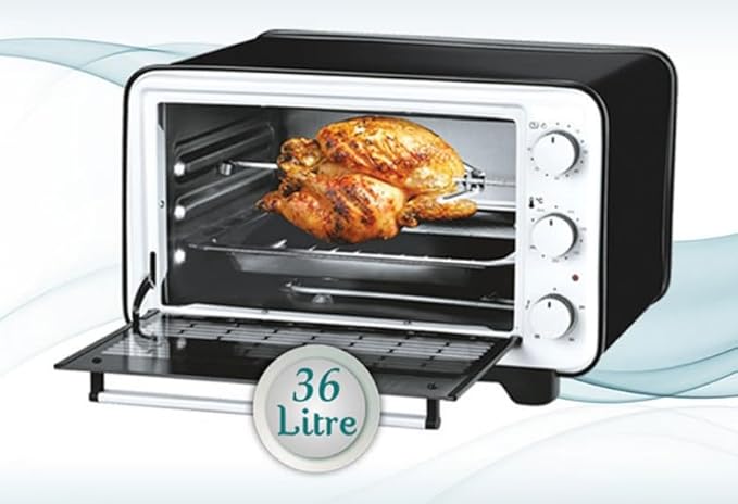 Kumtel oven, 36 liters, 3 knobs, 3100 watts, with tray and grill فرن كومتيل 36 لتر 3 مقابض 3100 واط مع صينية وشواية