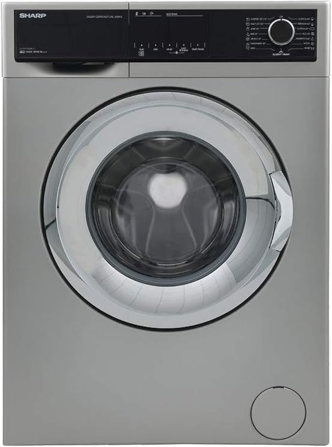 SHARP Washing Machine Fully Automatic 7 Kg, Digital Touch Display, Easy Iron, Quick Wash, Allergy Care, Japaness Technology, Silver ES-FP710CXE-S