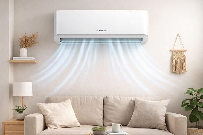 Fresh Split Air Conditioner Professional Turbo Cooling Only Split Air Conditioner, FUFW09C/IW AG-R32, 1.25 HP, Without Holder White