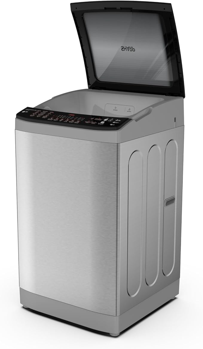 SHARP Top Loading Washing Machine Capcity 11 Kg DDM Inverter Pump, Glass Hydraulic Door, Anti-Bacterial Fan, Cool Jet Technology, Quick Wash, Tub Clean, Anti-Wrinkle Function, Stainless ES-TD11GSSP